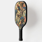 ヴィンテージの植物のシーンカラフルの木の中のパロット ピックルボールラケット (左)