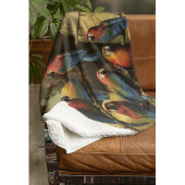 ヴィンテージの植物のシーンカラフルの木の中のパロット フリースブランケット