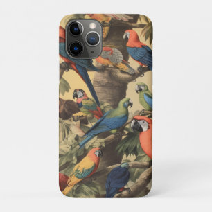 ヴィンテージの植物のシーンカラフルの木の中のパロット iPhone 11 PROケース