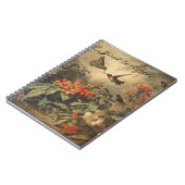 ヴィンテージの植物のシーンhummingbirdsカスタマイズ ノートブック (左側)