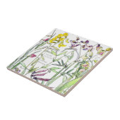 ヴィンテージの植物のスイートピーの野生の花の花のタイル タイル (側面)