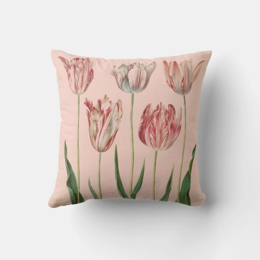 ヴィンテージの植物のチューリップの枕 クッション (裏面)