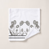 ヴィンテージの植物のチューリップの花のBathタオルセット バスタオルセット (ウォッシュタオル)