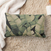 ヴィンテージの植物のプリントのバナナの葉 ランバークッション (ブランケット)