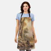 ヴィンテージの植物の川のそばのキリンのシーン エプロン (着用した状態)