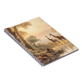 ヴィンテージの植物の川のそばのキリンのシーン ノートブック (右側)