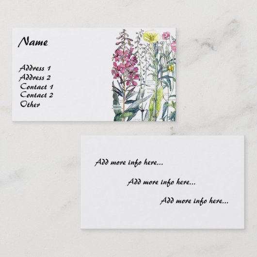 ヴィンテージの植物の月見草の名刺 名刺 (正面/裏面)