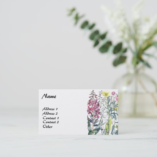 ヴィンテージの植物の月見草の名刺 名刺 (スタンド正面)