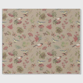ヴィンテージの植物の植物および鳥の包装紙 ラッピングペーパー (フラット)