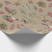 ヴィンテージの植物の植物および鳥の包装紙 ラッピングペーパー (角)