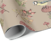 ヴィンテージの植物の植物および鳥の包装紙 ラッピングペーパー (ロールコーナー)