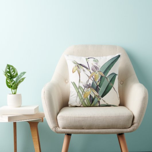 ヴィンテージの植物の熱帯蘭によっては花柄が開花します クッション (椅子)