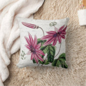 ヴィンテージの植物の紫色の情熱の花 クッション (ブランケット)