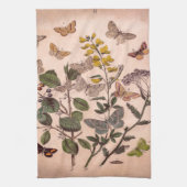 ヴィンテージの植物の花のイラストレーションの野生の花 キッチンタオル (縦)
