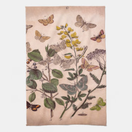 ヴィンテージの植物の花のイラストレーションの野生の花 キッチンタオル