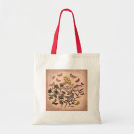 ヴィンテージの植物の花のイラストレーションの野生の花 ラージトートバッグ