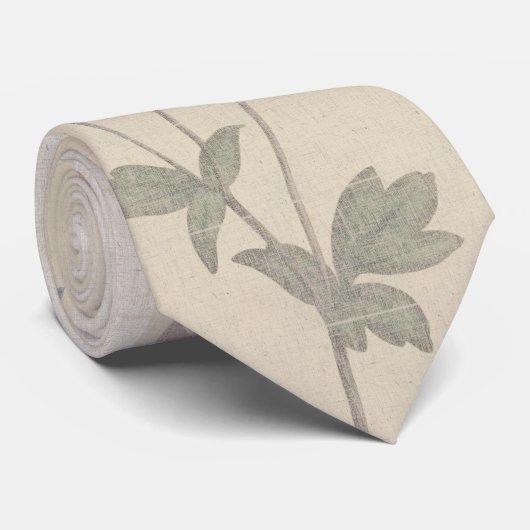 ヴィンテージの植物の花のリネンタイ ネクタイ (ロール)