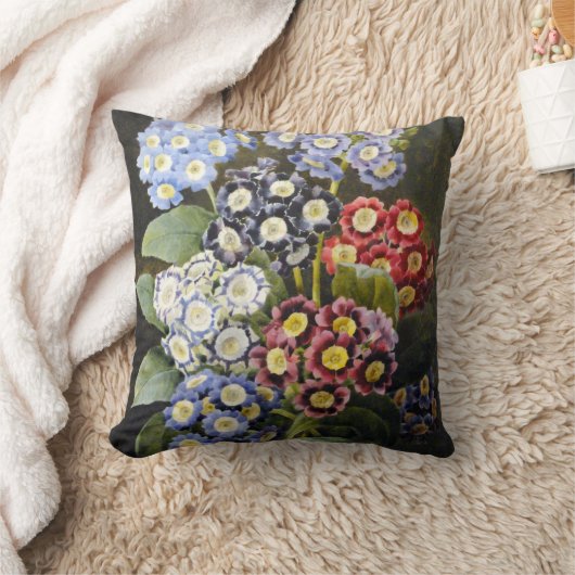 ヴィンテージの植物の花の水彩画の芸術のAuriculas クッション (ブランケット)