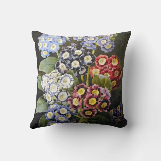 ヴィンテージの植物の花の水彩画の芸術のAuriculas クッション (裏面)