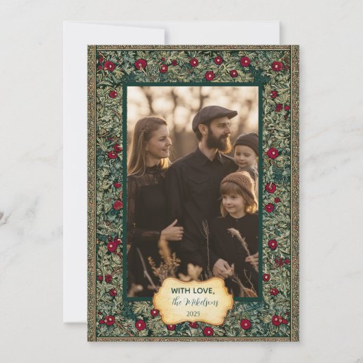 ヴィンテージの植物の葉のクリスマスフォト シーズンカード (正面)