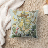 ヴィンテージの植物の蝶…枕 クッション (ブランケット)