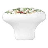 ヴィンテージの植物の青いアイリスによっては花のノブが開花します セラミックノブ (側面)