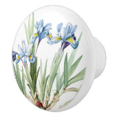 ヴィンテージの植物の青いアイリスによっては花のノブが開花します セラミックノブ (右)