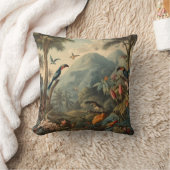 ヴィンテージの植物の風景トゥーカンと花 クッション (ブランケット)