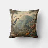 ヴィンテージの植物の風景トゥーカンと花 クッション (裏面)