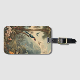 ヴィンテージの植物の風景トゥーカンと花 ラゲッジタグ