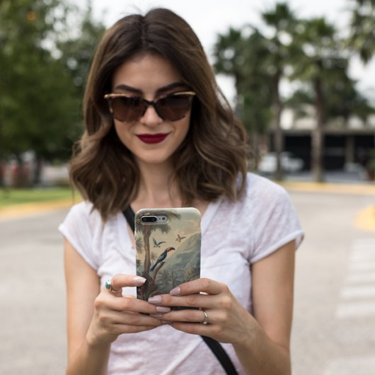 ヴィンテージの植物の風景トゥーカンと花 Case-Mate iPhoneケース