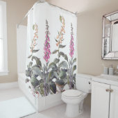 ヴィンテージの植物のFoxgloveによっては花柄が開花します シャワーカーテン (インサイチュ)