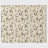 ヴィンテージの植物イラストとタイプライター ラッピングペーパー (フラット)