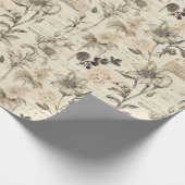 ヴィンテージの植物イラストとタイプライター ラッピングペーパー (角)