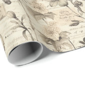 ヴィンテージの植物イラストとタイプライター ラッピングペーパー (ロールコーナー)