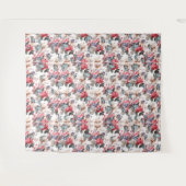 ヴィンテージの植物形花と蝶 タペストリー (正面(横))