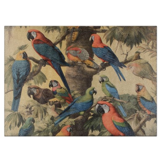 ヴィンテージの植物性のシーンパロットのカスタマイズ カッティングボード (正面)