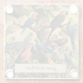 ヴィンテージの植物性のシーンパロットのカスタマイズ ガラスコースター (裏面)