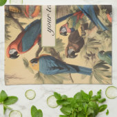 ヴィンテージの植物性のシーンパロットのカスタマイズ キッチンタオル (折り畳み)