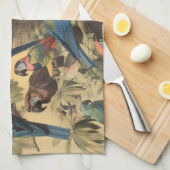 ヴィンテージの植物性のシーンパロットのカスタマイズ キッチンタオル (四つ折り)