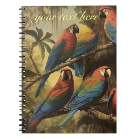 ヴィンテージの植物性のシーンパロットのカスタマイズ ノートブック (正面)