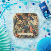 ヴィンテージの植物性のシーンパロットのカスタマイズ ペーパープレート (パーティー)