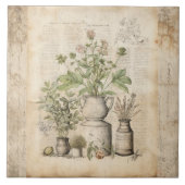 ヴィンテージの植物性のハーブ素朴な牧場農家 タイル (正面)
