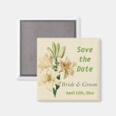 ヴィンテージの植物性のユリの花は日付以外 マグネット (正面/裏面)