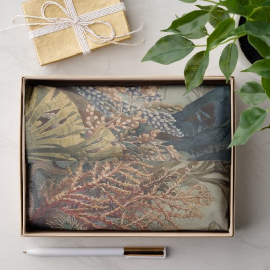 ヴィンテージの植物性の海の生命サンゴの魚の切り離 薄葉紙 (ギフト)