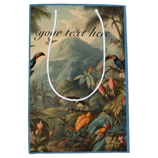 ヴィンテージの植物性の観光と花のカスタマイズ ミディアムペーパーバッグ (正面)