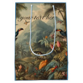 ヴィンテージの植物性の観光と花のカスタマイズ ミディアムペーパーバッグ (裏面)