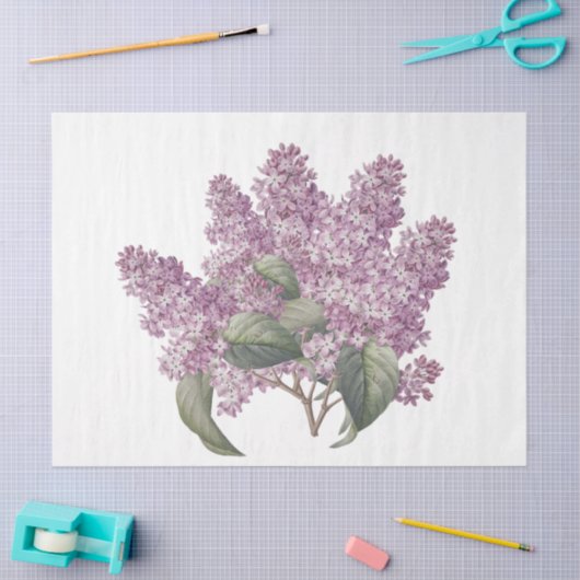 ヴィンテージの植物性ピンク薄紫ブーケの切り離し 薄葉紙 (クラフト)