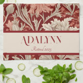 ヴィンテージの植物性リタイアギフトのお母さん赤 キッチンタオル (折り畳み)