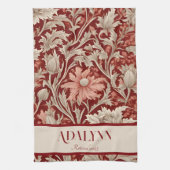 ヴィンテージの植物性リタイアギフトのお母さん赤 キッチンタオル (縦)